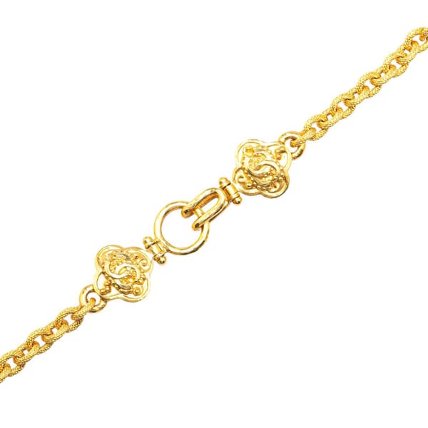 Pre-owned Chanel Gold Plated CC Resin Clover Pendant Necklace Gold