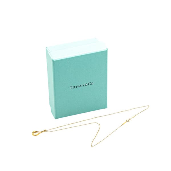 Pre-owned Tiffany Elsa Peretti 18K Yellow Gold Open Teardrop Pendant Necklace Gold
