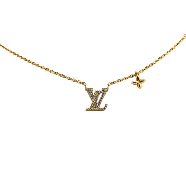 Pre-owned Louis Vuitton Gold Plated LV Crystal Iconic Pendant Necklace Gold
