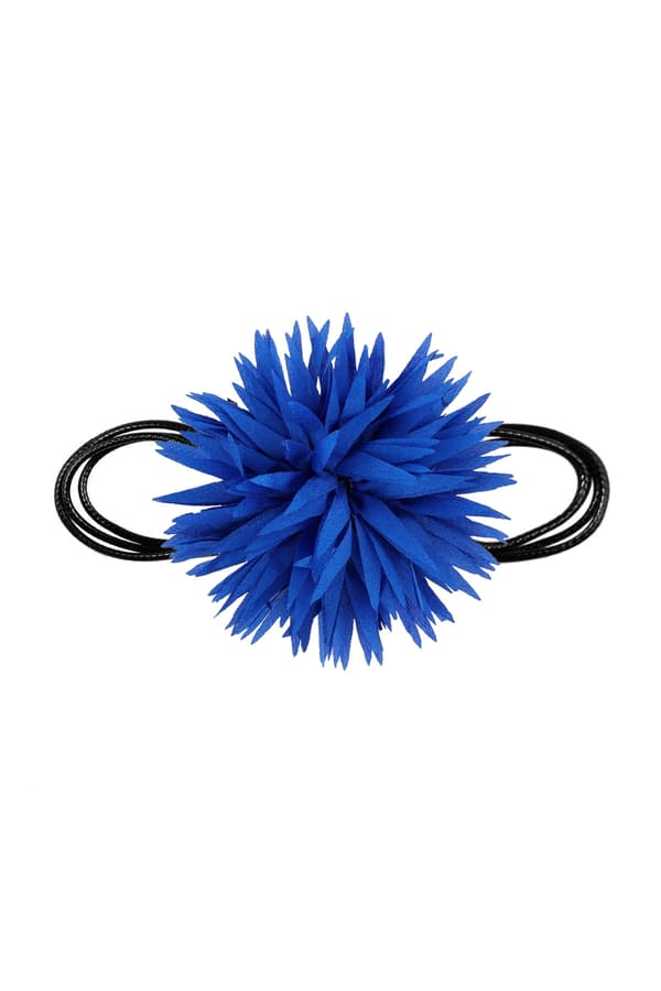 Trendigt Retro Statement Svart Choker / Halsband med en Stor Blå Blomma