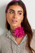 Miniatyrbild 2 av 2: Trendigt Retro Statement Svart Choker / Halsband med en Stor Turkos / Aqua Blomma
