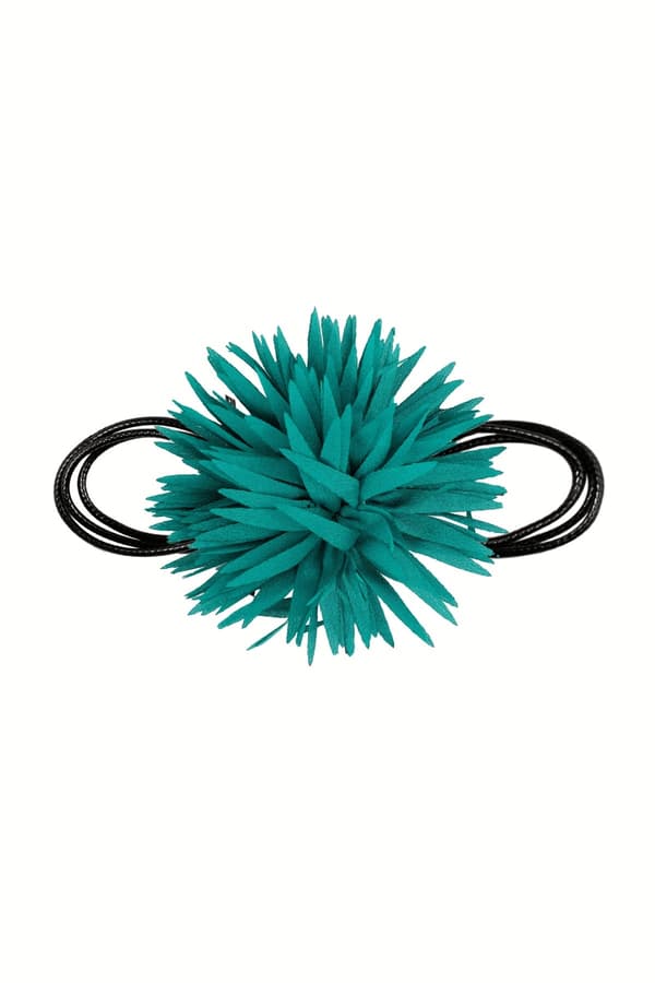 Trendigt Retro Statement Svart Choker / Halsband med en Stor Turkos / Aqua Blomma
