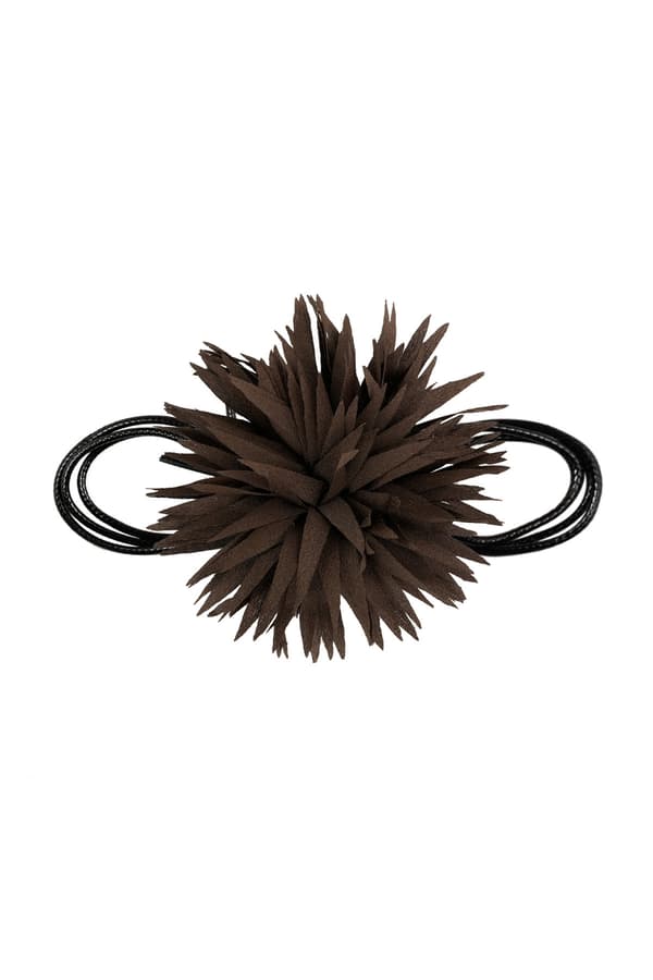 Trendigt Retro Statement Svart Choker / Halsband med en Stor Brun Blomma