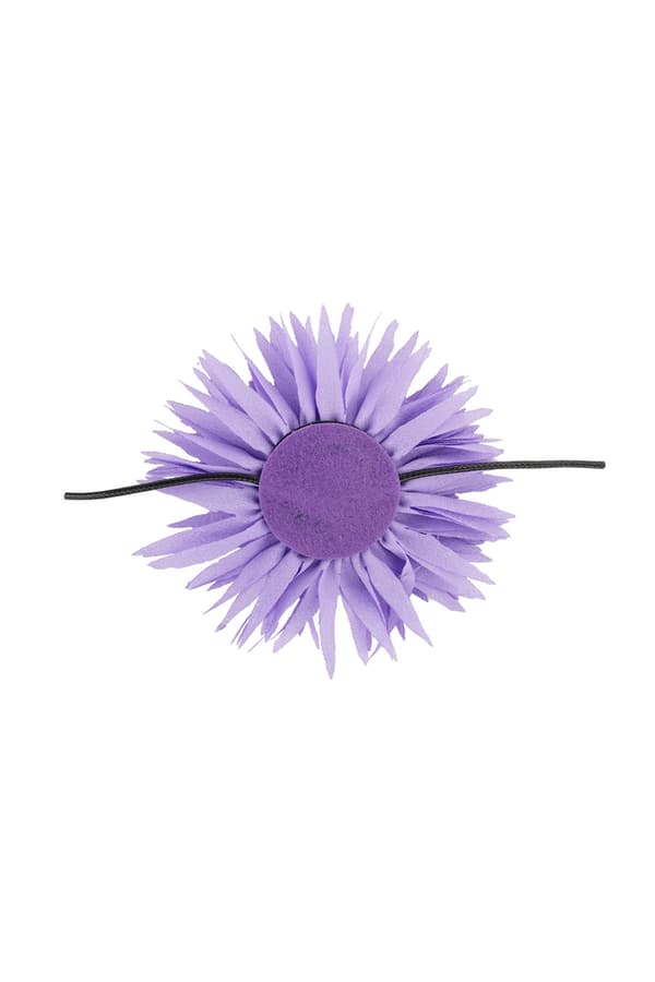Trendigt Retro Statement Svart Choker / Halsband med en Stor Ljus Lila / Syrenlila Blomma