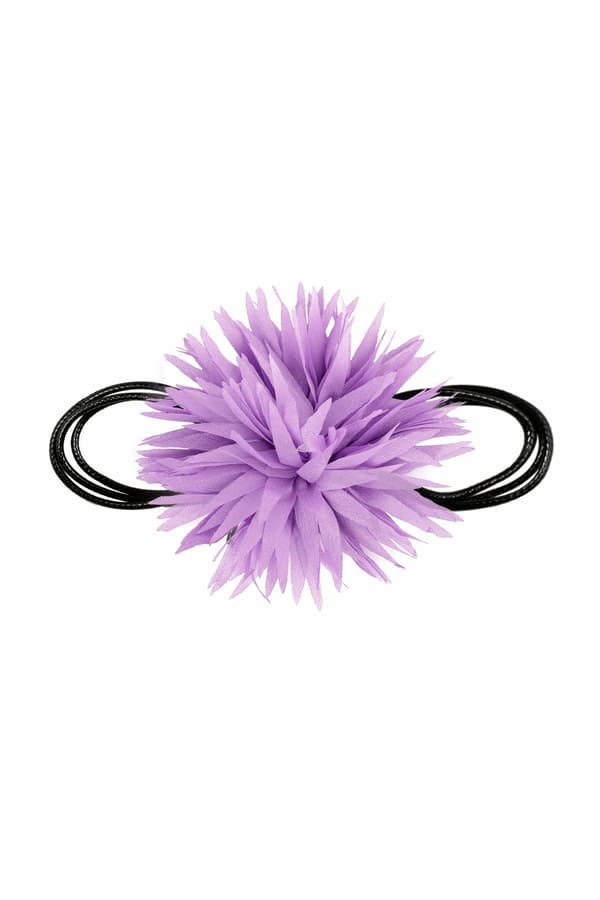 Trendigt Retro Statement Svart Choker / Halsband med en Stor Ljus Lila / Syrenlila Blomma