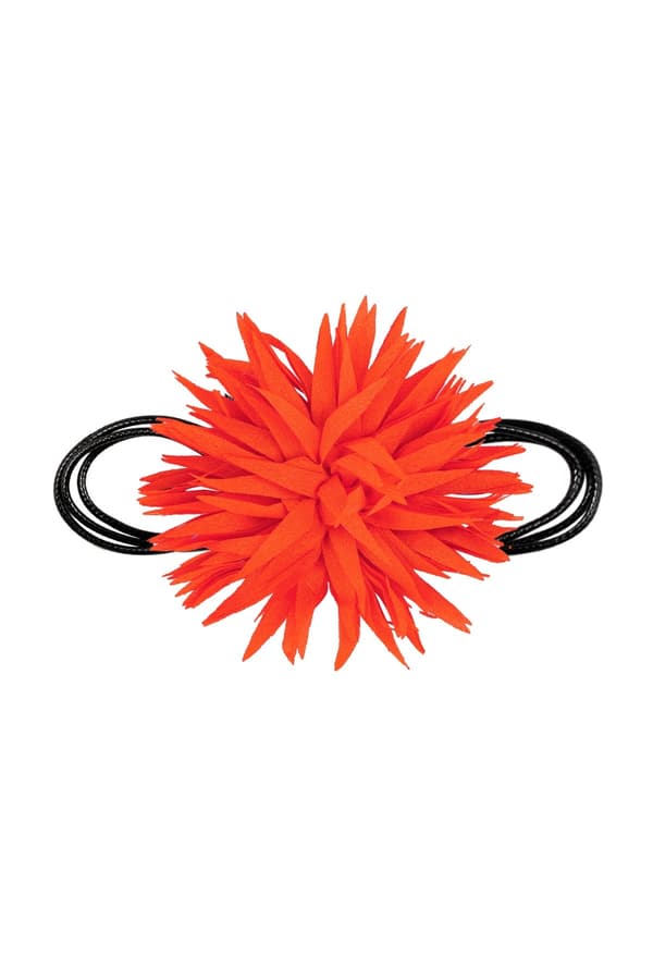 Trendigt Retro Statement Svart Choker / Halsband med en Stor Orange Blomma