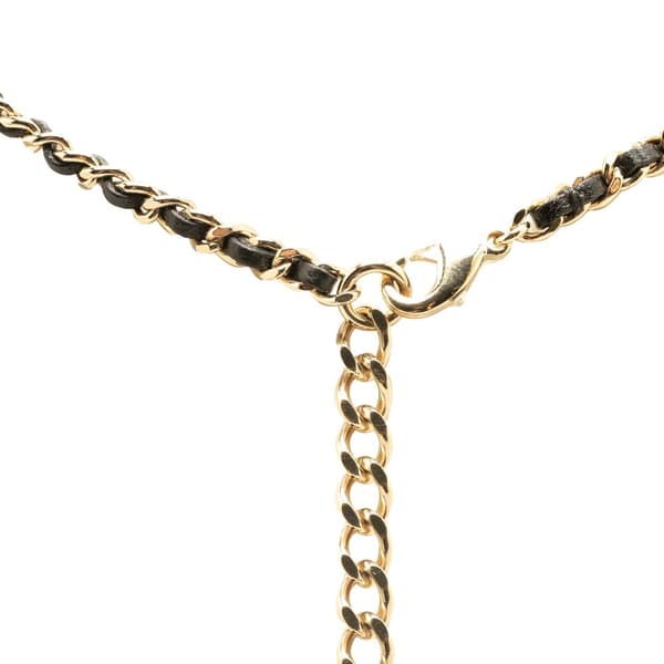 Pre-owned Chanel Lambskin CC Heart Mirror Locket Pendant Necklace Black