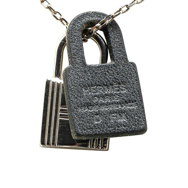 Pre-owned Hermès Palladium Plated and Swift O Kelly Pendant Necklace Silver
