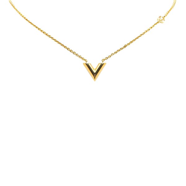 Pre-owned Louis Vuitton Gold Plated Essential V Necklace Gold