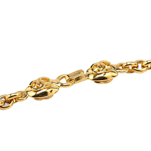 Pre-owned Chanel Gold Plated CC Clover Pendant Necklace Gold