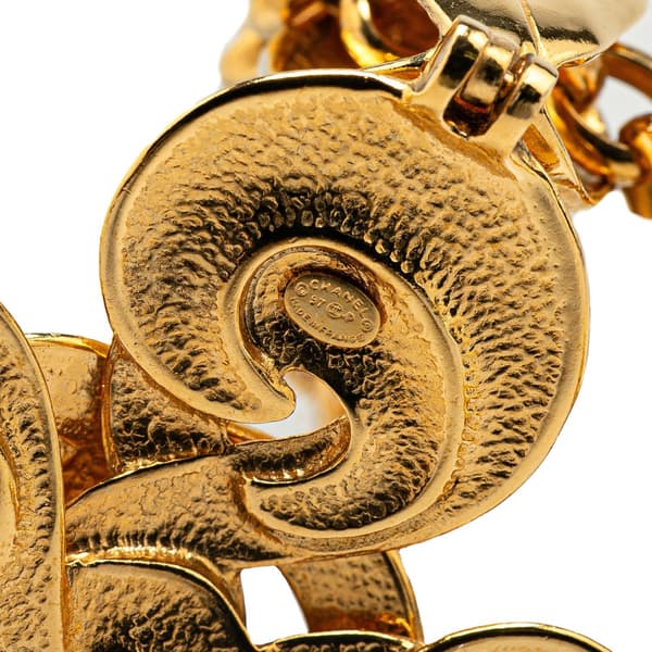 Pre-owned Chanel Gold Plated CC Clover Pendant Necklace Gold