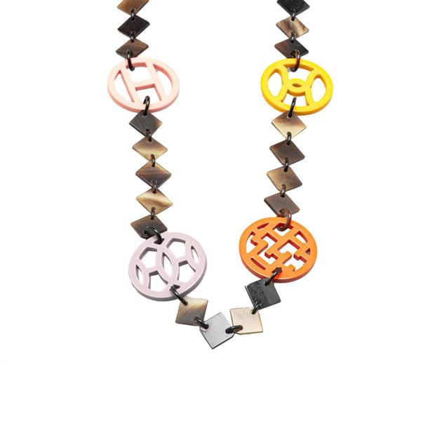 Pre-owned Hermès Buffalo Horn and Lacquer Lena Necklace Brown