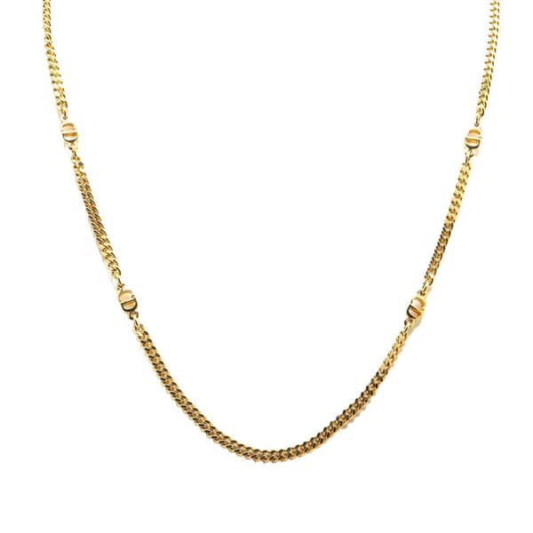 Pre-owned Dior Gold Plated CD Logo Chain Necklace Gold