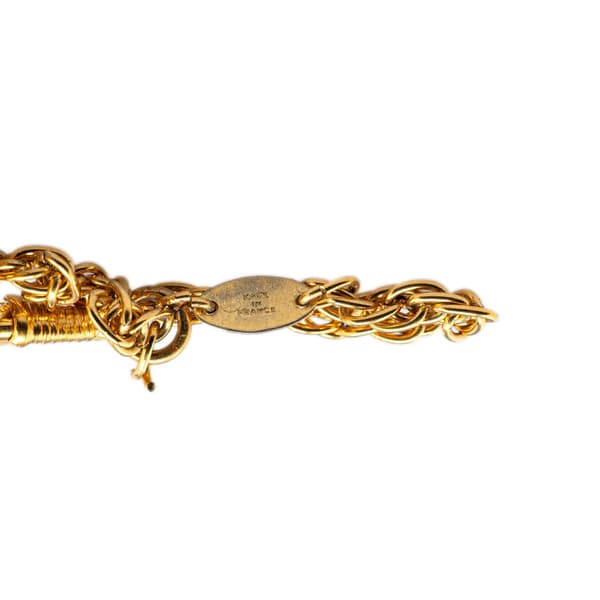 Pre-owned Chanel Gold Plated Double Chain Loupe Magnifying Glass Pendant Necklace Gold