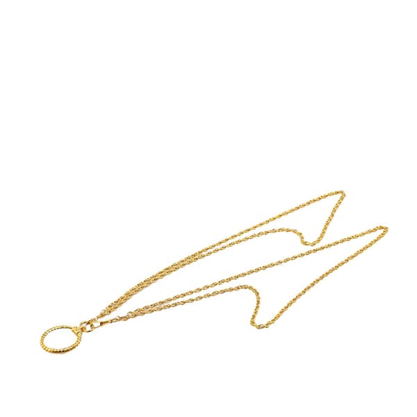 Pre-owned Chanel Gold Plated Double Chain Loupe Magnifying Glass Pendant Necklace Gold