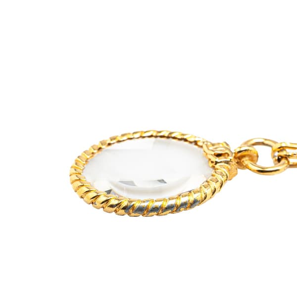 Pre-owned Chanel Gold Plated Double Chain Loupe Magnifying Glass Pendant Necklace Gold