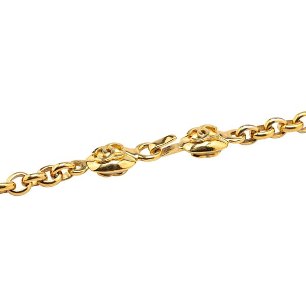 Pre-owned Chanel Gold Plated CC Round Pendant Necklace Gold