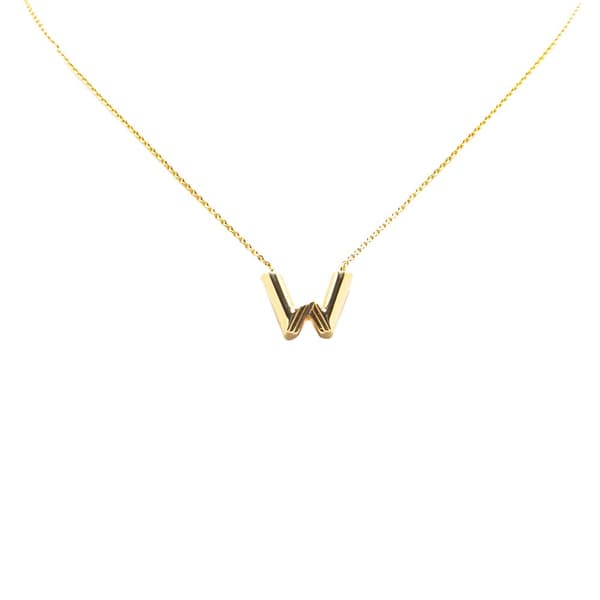 Pre-owned Louis Vuitton Gold Plated LV and Me Letter W Pendant Necklace Gold