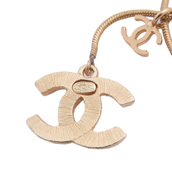 Pre-owned Chanel Gold Plated CC Heart Rhinestones Pendant Long Necklace Gold