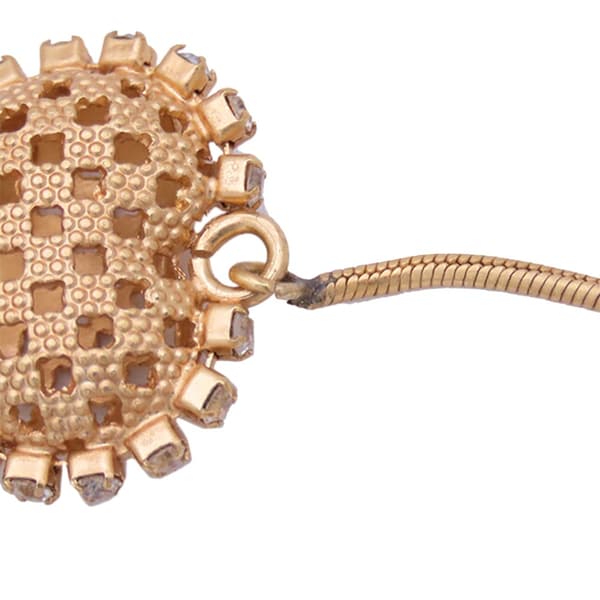 Pre-owned Chanel Gold Plated CC Heart Rhinestones Pendant Long Necklace Gold