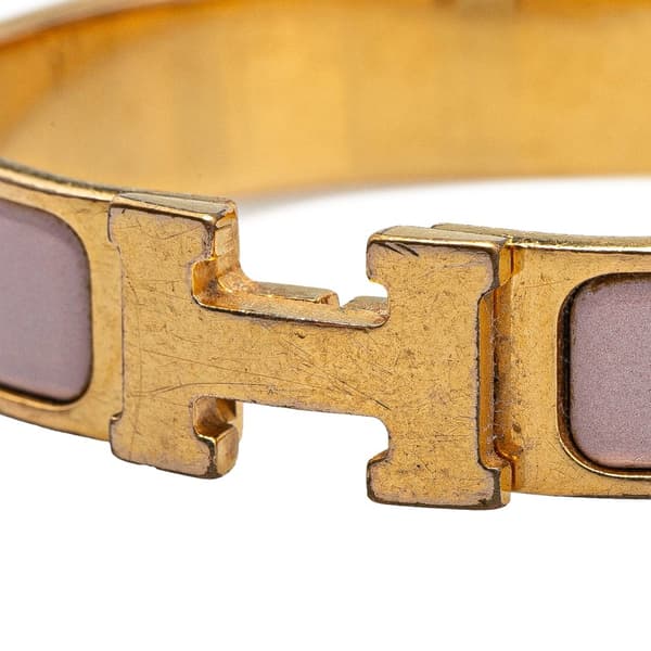Pre-owned Hermès Narrow Enamel Clic H Bracelet PM Pink