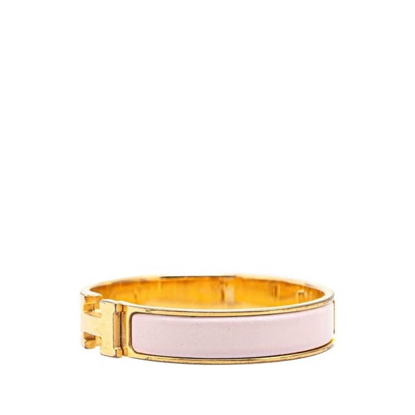 Pre-owned Hermès Narrow Enamel Clic H Bracelet PM Pink
