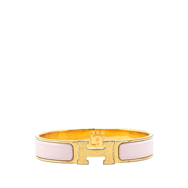 Pre-owned Hermès Narrow Enamel Clic H Bracelet PM Pink
