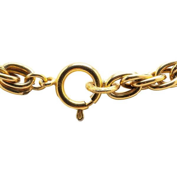 Pre-owned Chanel Gold Plated CC Rhinestones Pendant Necklace Gold