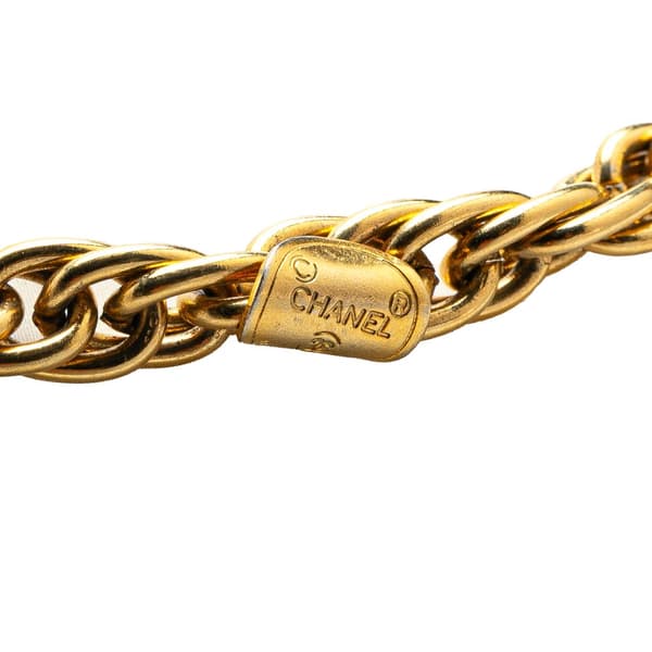 Pre-owned Chanel Gold Plated CC Rhinestones Pendant Necklace Gold