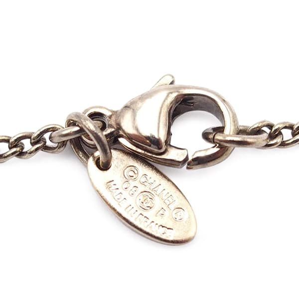 Pre-owned Chanel White Gold Enamel CC Pendant Necklace Gold