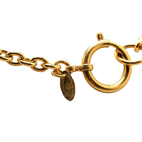 Pre-owned Chanel Gold Plated Circle Logo Pendant Necklace Gold