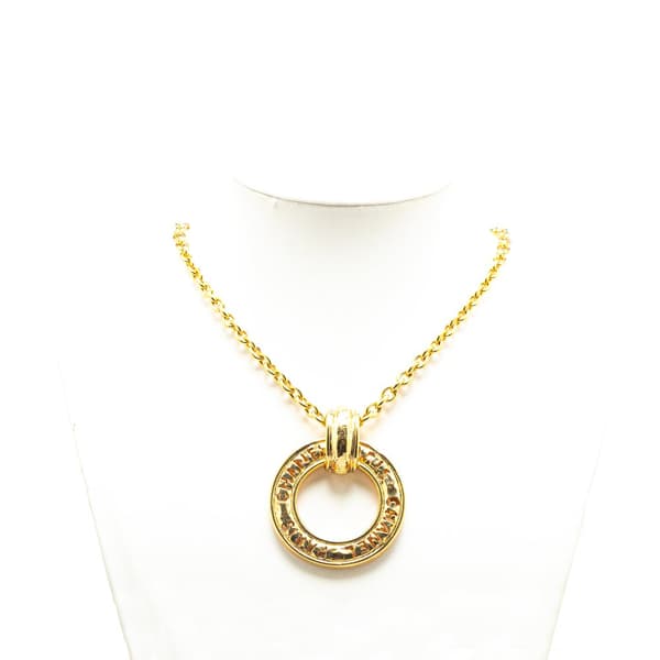 Pre-owned Chanel Gold Plated Circle Logo Pendant Necklace Gold