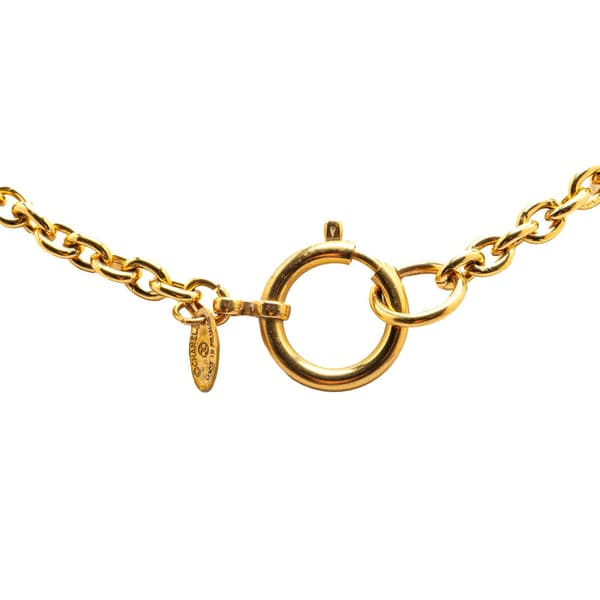 Pre-owned Chanel Gold Plated Circle Logo Pendant Necklace Gold