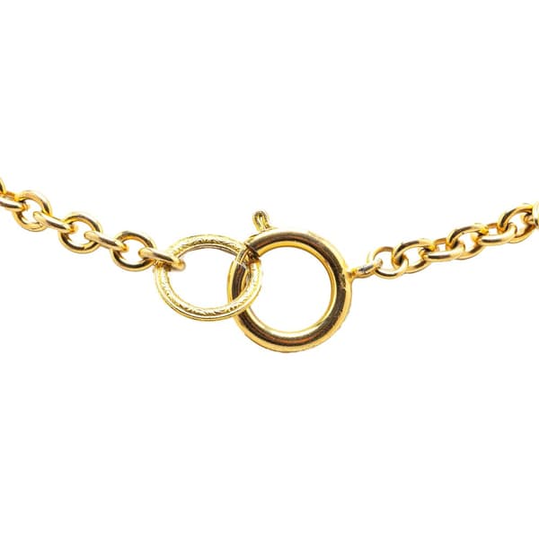 Pre-owned Chanel Gold Plated Rhinestone Chain Necklace Gold