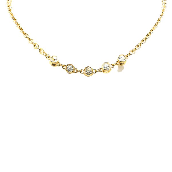 Pre-owned Chanel Gold Plated Rhinestone Chain Necklace Gold
