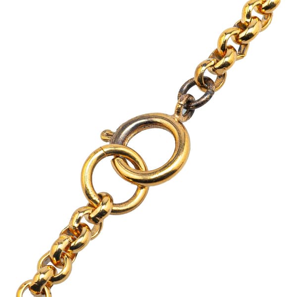 Pre-owned Chanel Gold Plated CC Heart Pendant Necklace Gold