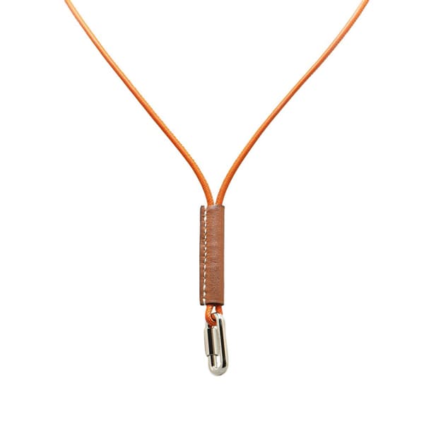 Pre-owned Hermès Swift Curiosite Mousqueton Necklace Orange