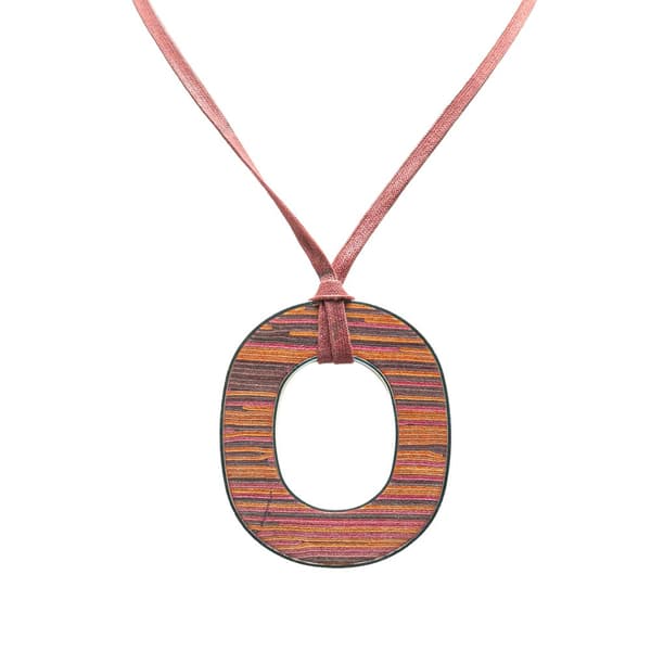 Pre-owned Hermès Palladium Plated Vibrato Leather Isthme Pendant Necklace Orange
