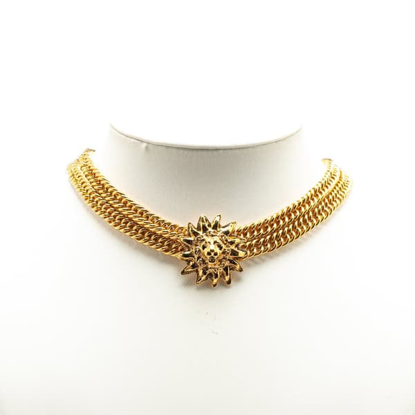 Pre-owned Chanel Gold Plated Lion Head Choker Necklace Gold
