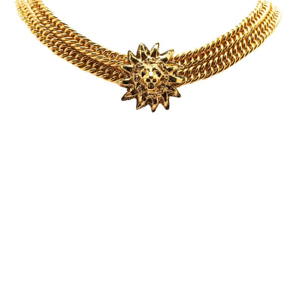 Pre-owned Chanel Gold Plated Lion Head Choker Necklace Gold