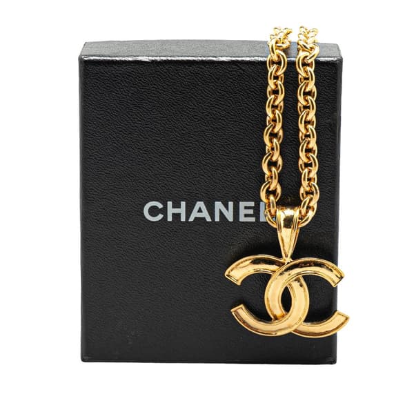 Pre-owned Chanel Gold Plated CC Pendant Necklace Gold