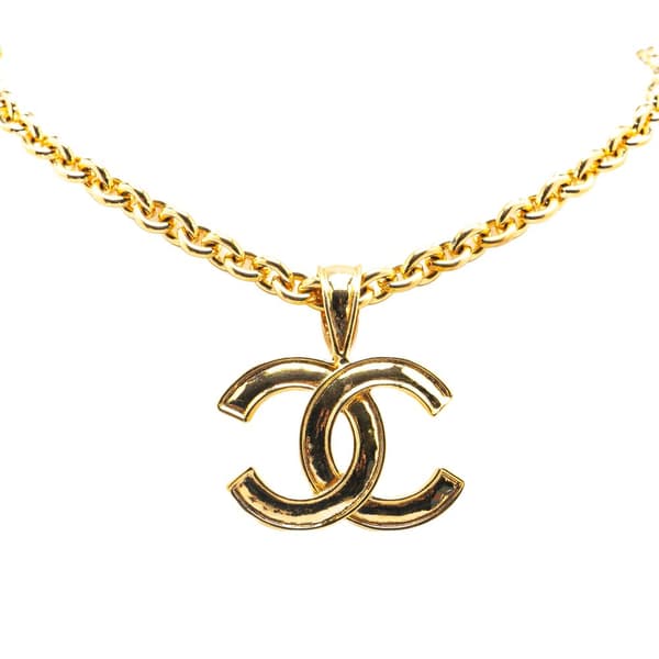 Pre-owned Chanel Gold Plated CC Pendant Necklace Gold