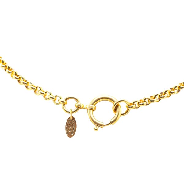 Pre-owned Chanel Gold Plated CC Round Pendant Necklace Gold