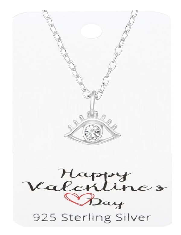 Äkta Silver 925 Evil Eye m Kedja . Alla Hjärtans Dag