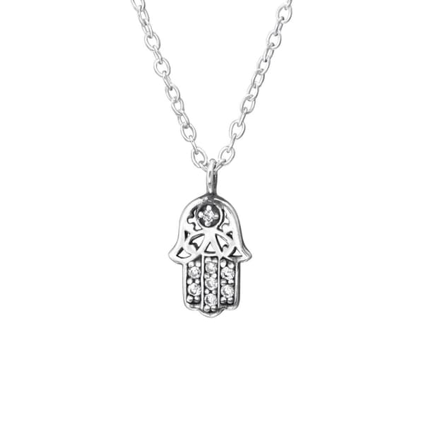 Äkta Silver 925 Hamsa Hand m Kedja. Alla Hjärtans Dag