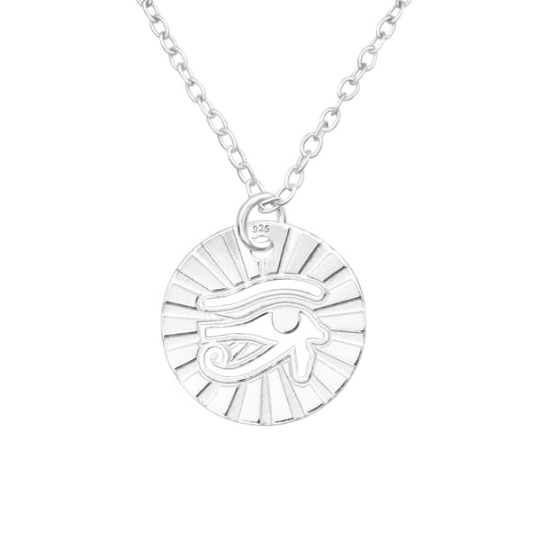 Äkta Silver 925 Laserskuren Eye Of Horus m Kedja. Alla Hjärtans Dag