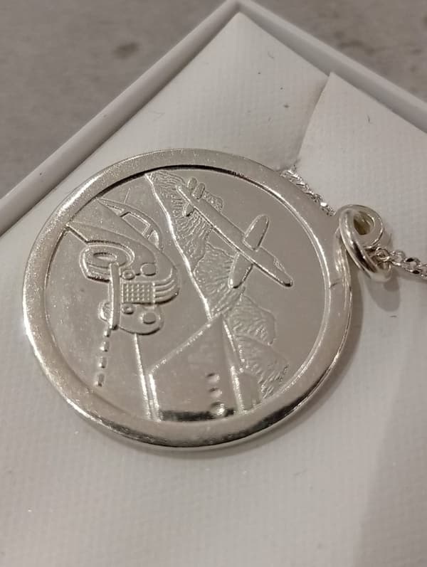 Graverad Dubbelsidig Äkta Silver Saint Christopher Protectus Hänge m Kedja