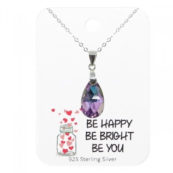 Äkta Sterling Silver Halsband prydd m Ametist AB Kristall . Alla Hjärtans Dag
