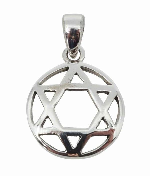 Davidsstjärnan Äkta 925 Sterling Silver Hänge + Kedja
