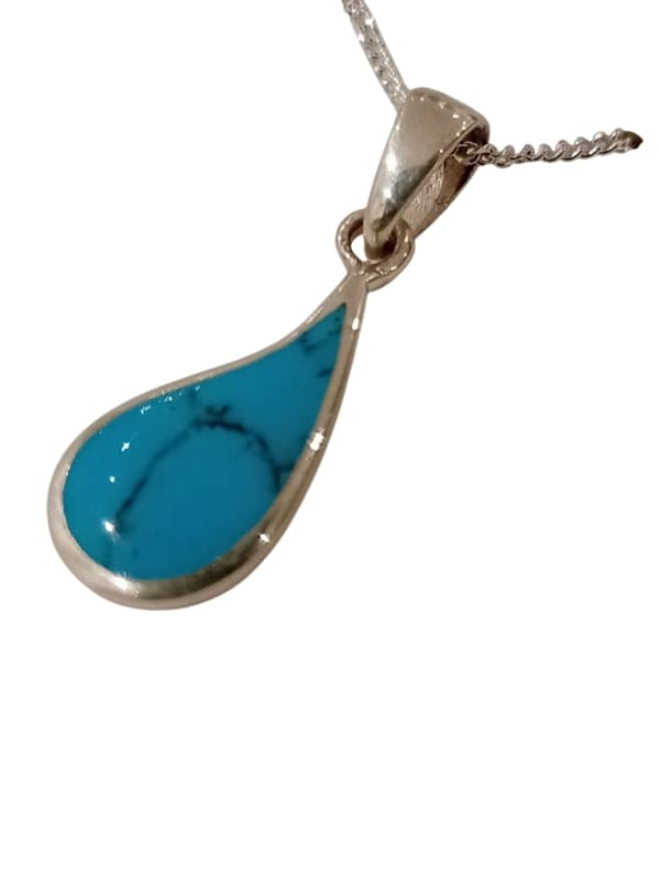 Äkta Sterling Silver halsband m Hänge o Sten